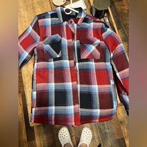 Plaid fleece lined coat
